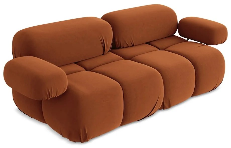 Pomarańczowa aksamitna sofa modułowa 190 cm Lokua – Makamii