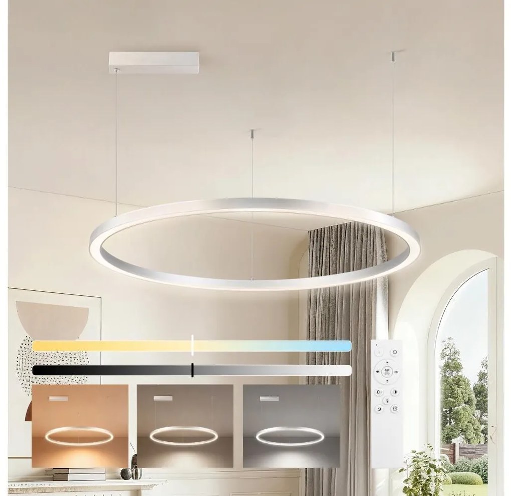 Brilagi-LED ściemnialna lampa wisząca na linkach PORTOFINO LED/60W/230V śr. 80 cm srebrna + pilot