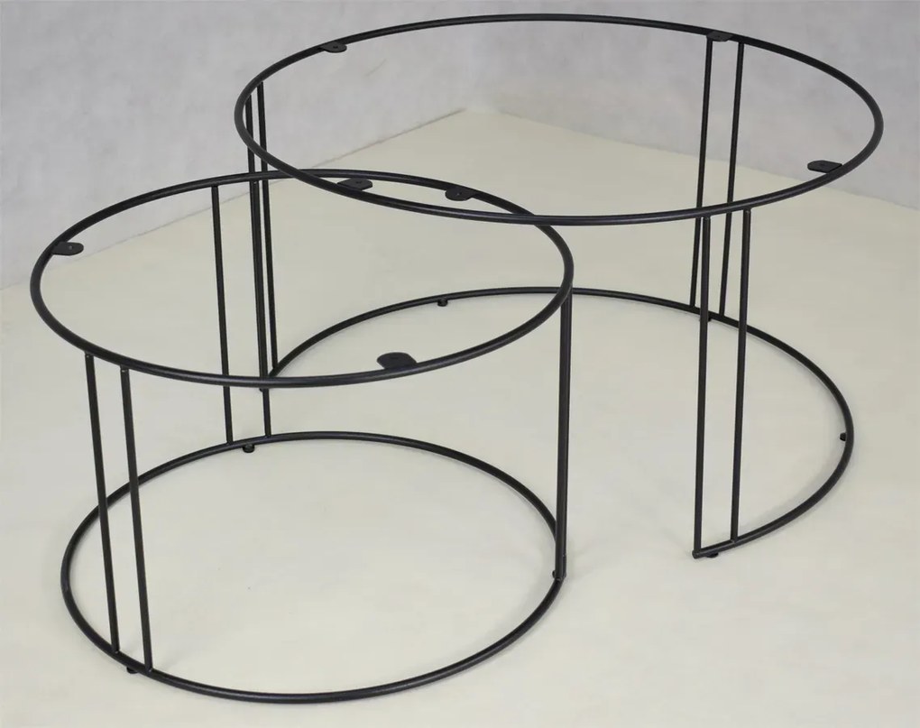 Industrialny zestaw stolików kawowych czarny + dąb artisan M8-D42