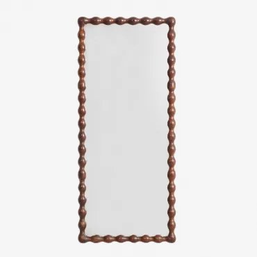 Prostokątne Lustro Ścienne Z Drewna Mango Tessaia Ciemny Drewniany Uchwyt & 75 X 185 Cm - Sklum