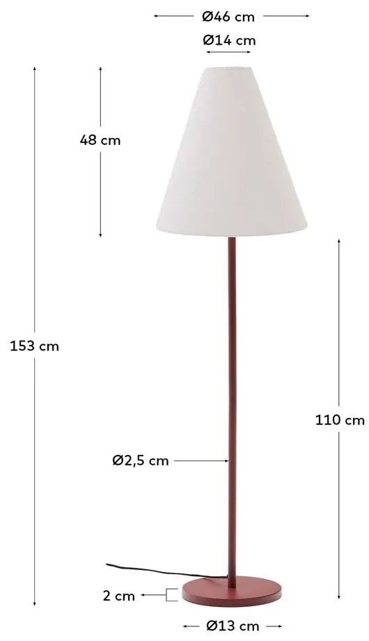 Lampa stojąca w kolorze terakoty z tekstylnym kloszem (wysokość 153 cm) Navat – Kave Home