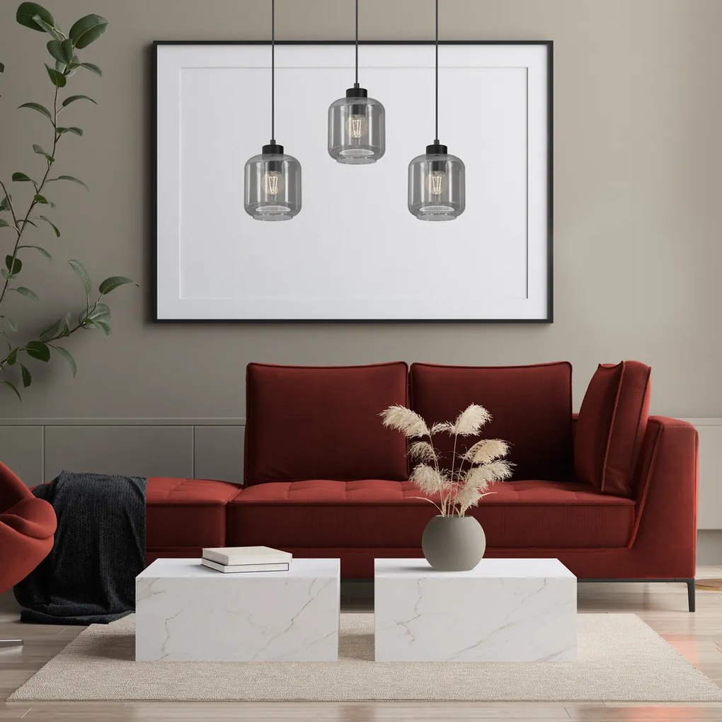 Lampa wisząca SOMBRA SMOKED 3xE27, potrójna, 3 klosze, na listwie