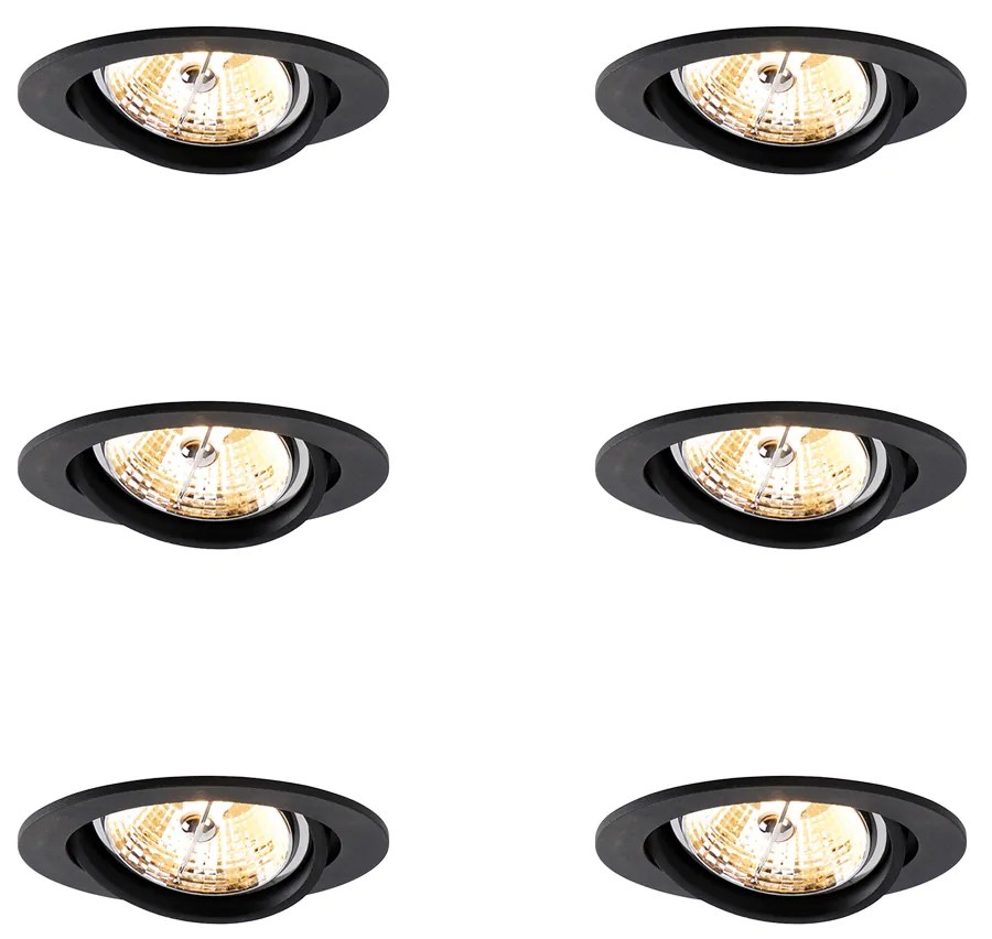 Zestaw 6 nowoczesnych czarnych, uchylnych reflektorów wpuszczanych AR70 - Cisco