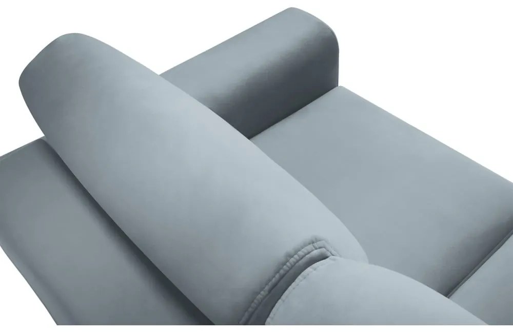 Jasnoniebieska aksamitna rozkładana/ze schowkiem sofa 235 cm Kyoto – Cosmopolitan Design