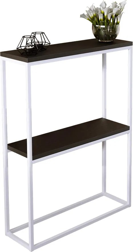 Loftowa konsola z półkami biały + czarny E5-K05