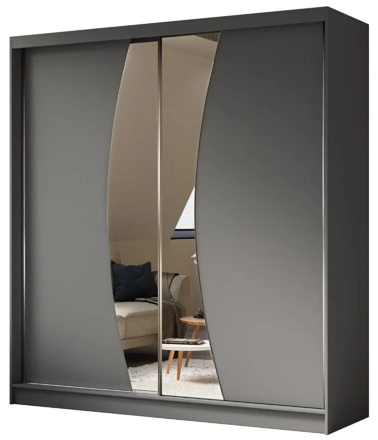 Szafa przesuwna - Foks 200 cm, szary mat
