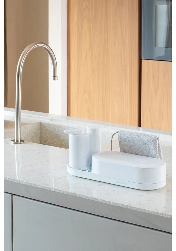Biały plastikowy stojak na akcesoria do mycia naczyń SinkStyle – Brabantia