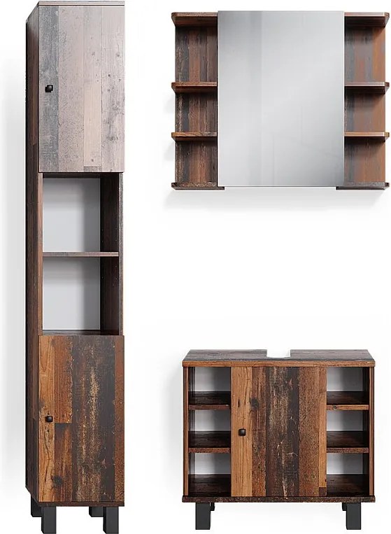 Zestaw mebli łazienkowych rustykalny dąb 60x32x54 fynn
