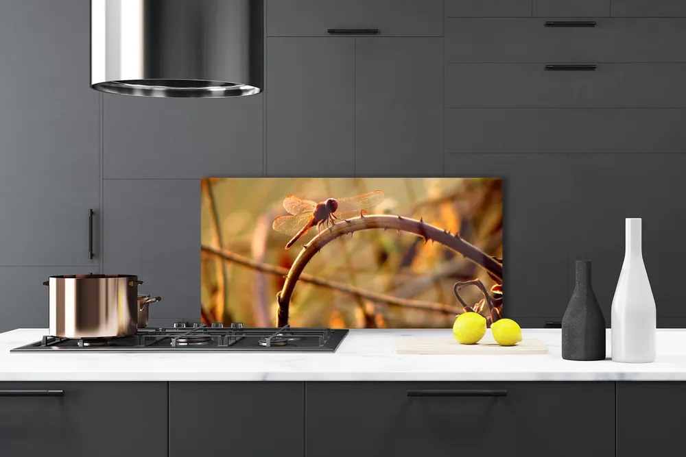 Szkło Ozdobne do Kuchni Ważka Na Roślinie