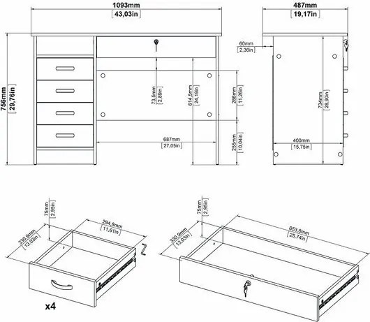Biurko Function 5S dąb sonoma