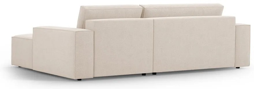 Beżowy rozkładany narożnik z materiału bouclé (prawostronny) Jodie – Micadoni Home
