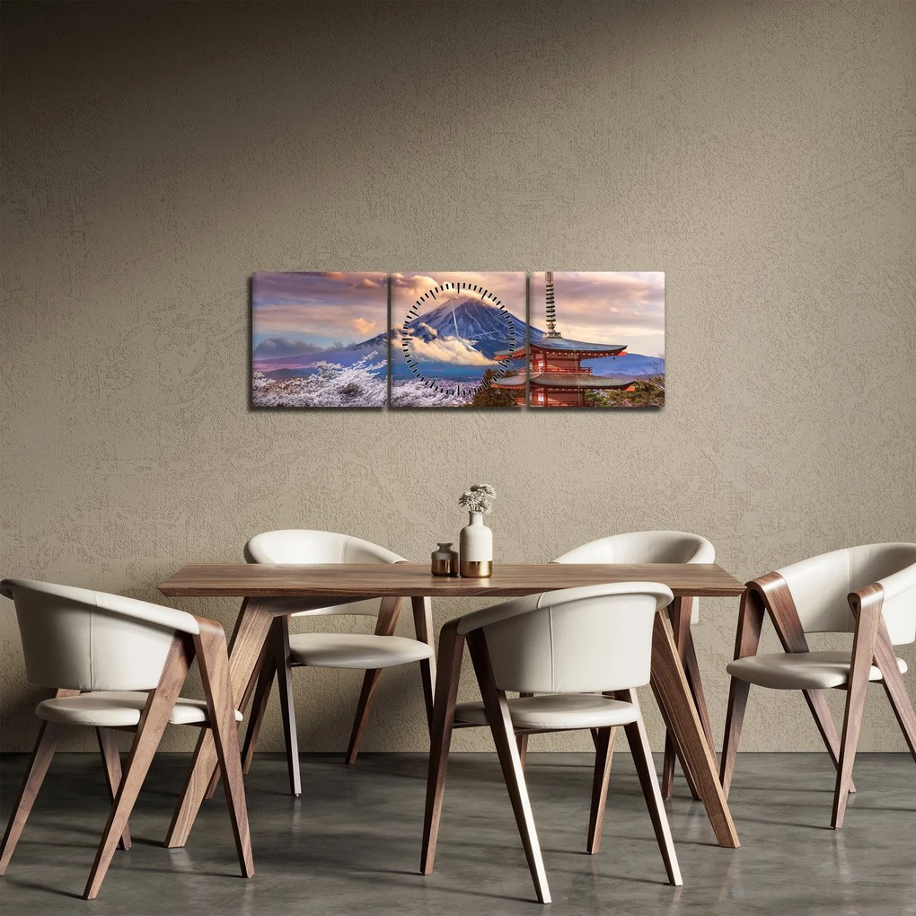 Obraz - Góra Fuji (z zegarem) (90x30 cm)