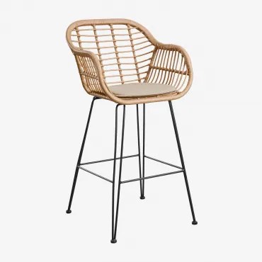 Zestaw 4 Wysokich Stołków Z Syntetycznego Rattanu Zole ↑75 Cm & Dried Herb - Sklum