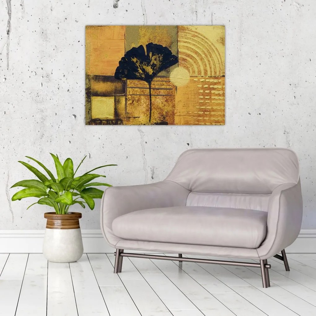 Obraz na szkle - Liść miłorzębu (70x50 cm)