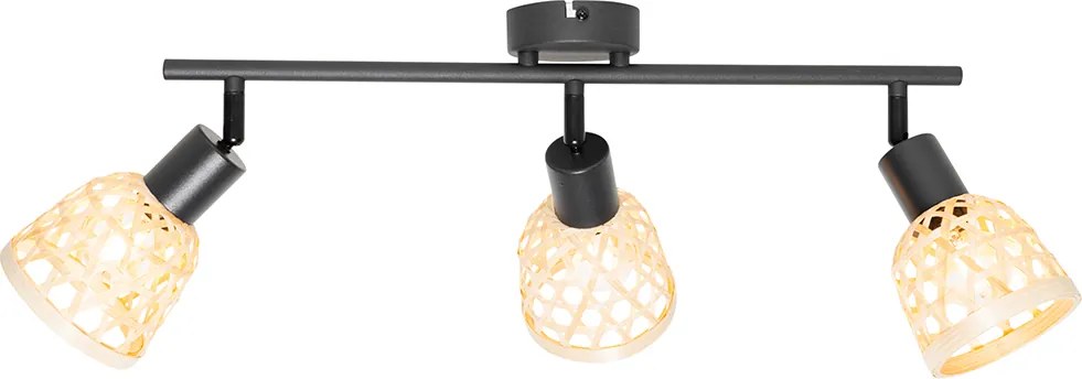 Orientalny reflektor czarny z bambusem 3-światła - Rayan