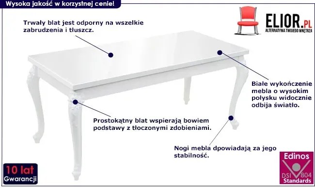 Biały stół z połyskiem Beck 5A