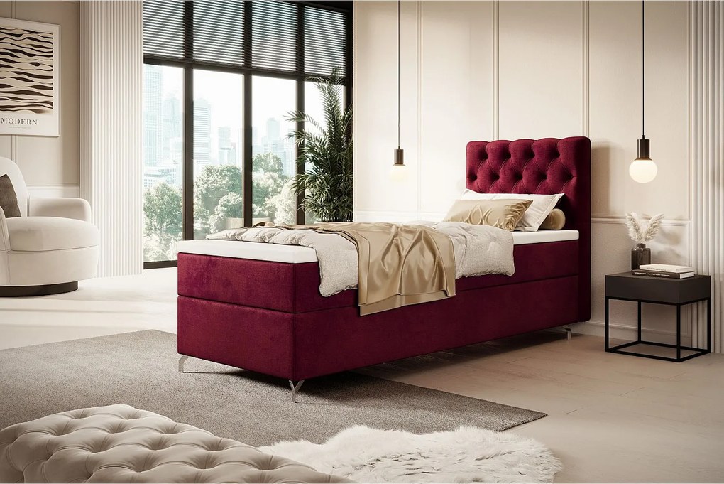 BOXBETT CHESTER 90x200 Monolith 59 z materacem H3 i topperem łóżko z pojemnikiem, pojedyncze, hotelowe, do sypialni, ze schowkiem