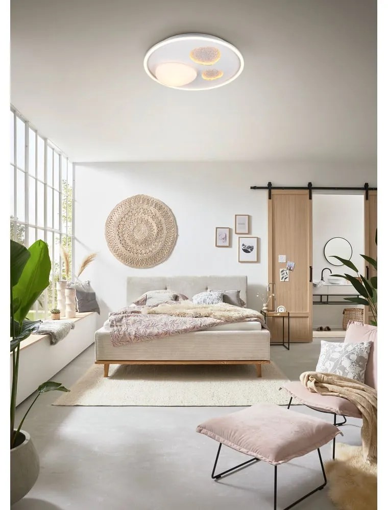 Biała lampa sufitowa LED ze zdalnym sterowaniem i ściemniaczem Pebble – Trio