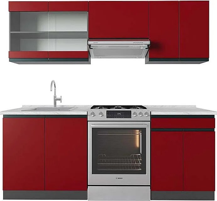 Aneks kuchenny czerwony/antracyt 200x60x81.6 r-line