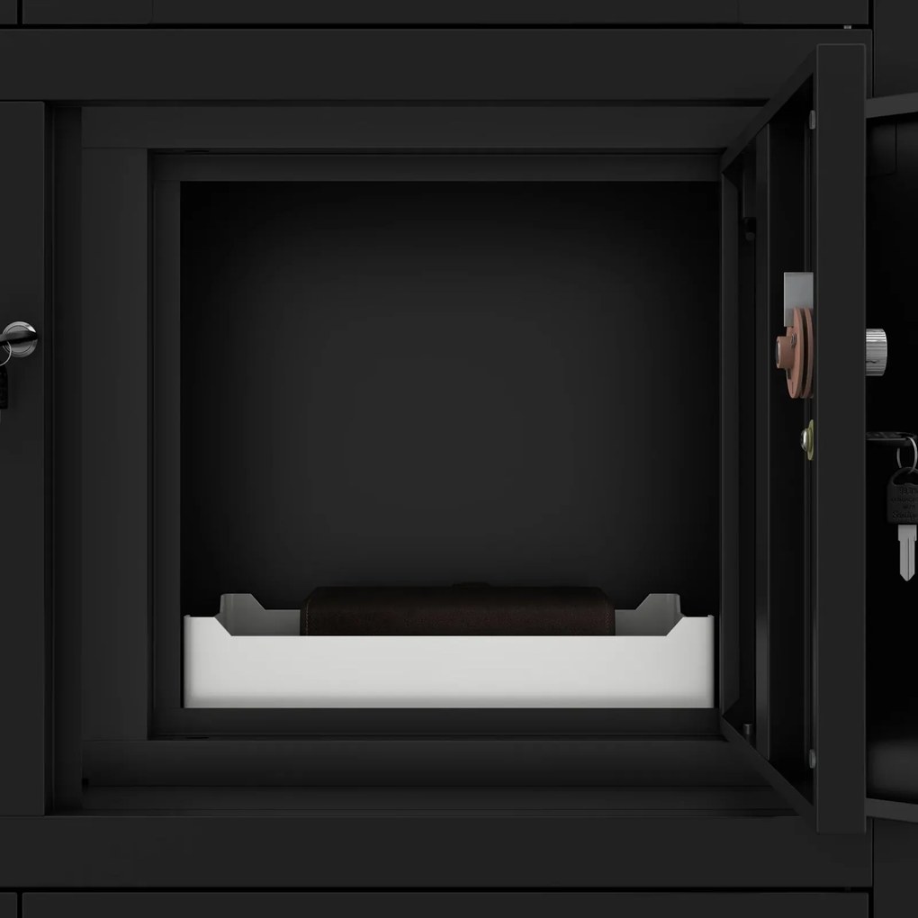 Biurowa szafa aktowa z sejfem Filip 90x40x185 cm, czarna