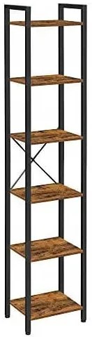 Wąski Regał Z 6 Półkami W Stylu Loft Rustykalny Brąz K2-H05