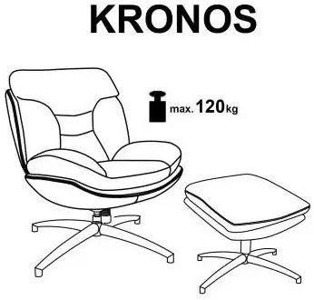 Fotel tapicerowany KRONOS beżowy obrotowy z podnóżkiem HALMAR