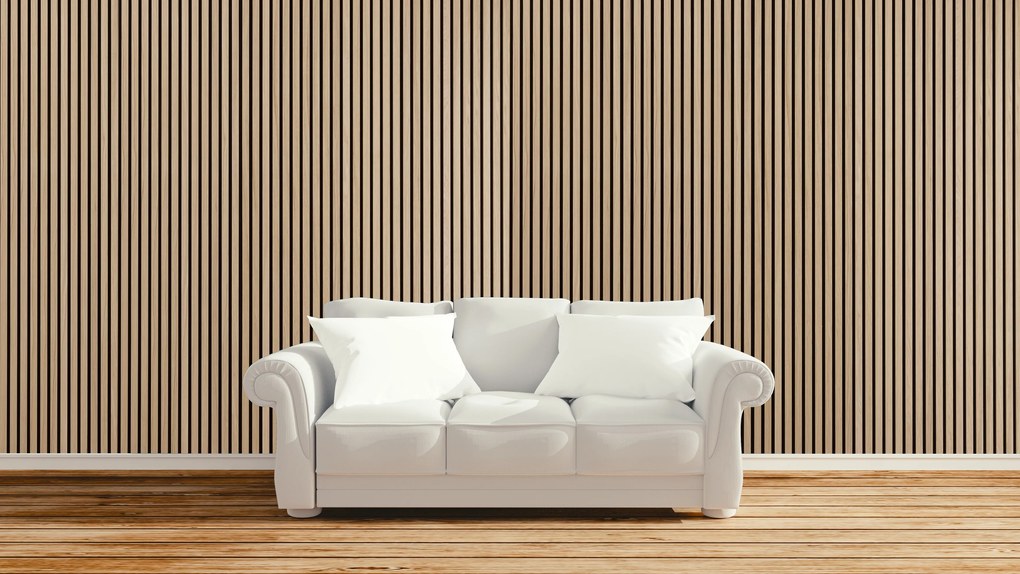 Drewniany panel akustyczny, 2400 x 600 mm, B2BP006, 5 szt, dąb bejcowany