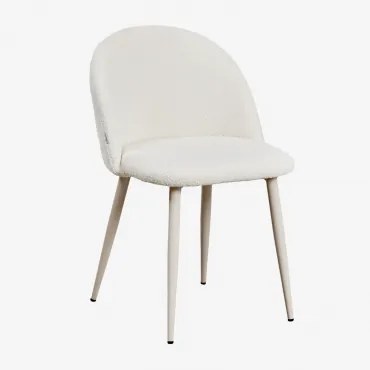 Krzesło Jadalniane Z Tkaniny Bouclé Kana Deluxe Kremowa & Bouclé White - Sklum