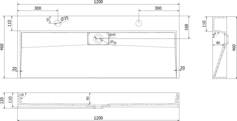Mexen Ava umywalka nablatowa z konglomeratu 2/O 120 x 46 cm, biała - 23011202