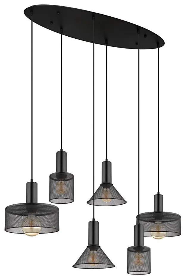 Globo 15648-6H - Żyrandol na lince JEDD 6xE27/60W/230V czarny