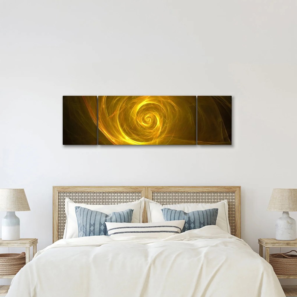 Obraz abstrakcyjnej żółtej spirali (170x50 cm)