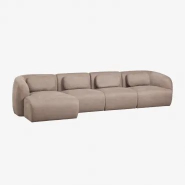 Sofa Modułowy Z Lewym Szezlongiem, 4-częściowy, Z Tkaniny Chenilla Coquette Szenila Brąz Pszeniczny - Sklum