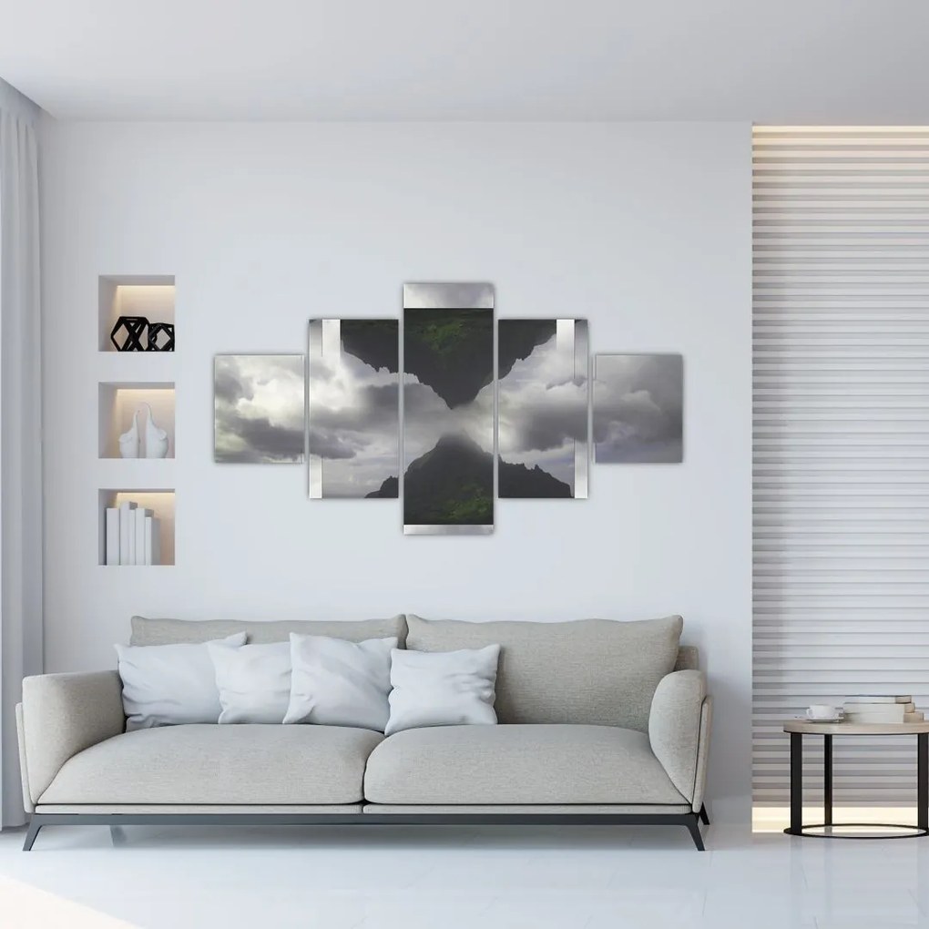 Obraz - Góry na Islandii, geometryczny kolaż (125x70 cm)