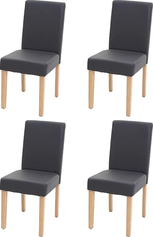 Krzesło do jadalni Littau (zestaw 4 sztuk),  imitacja skóry, szary mat, jasne nogi