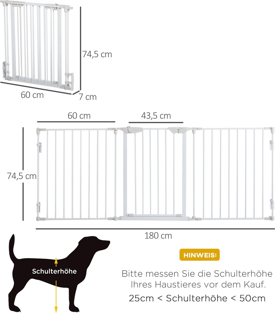 Barierka ochronna dla psów 3 panele tworzywo sztuczne łatwa instalacja bezpieczeństwo biały | Aosom PL