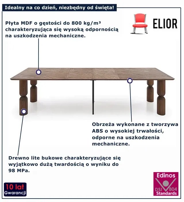 Brązowy nowoczesny stół rozkładany K5-P06