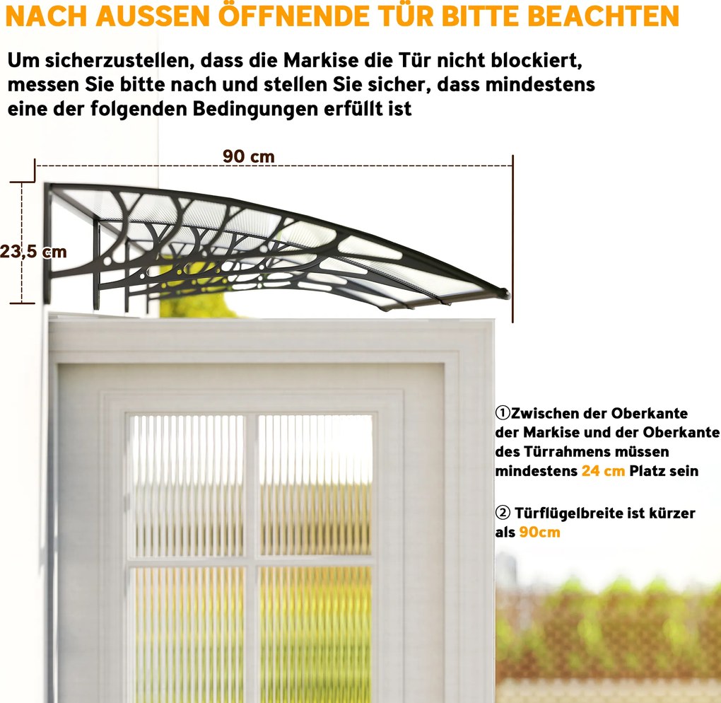 Outsunny Osłona przeciwsłoneczna i przeciwdeszczowa z uchwytem ściennym 295x90cm Elegancka biel | Aosom PL