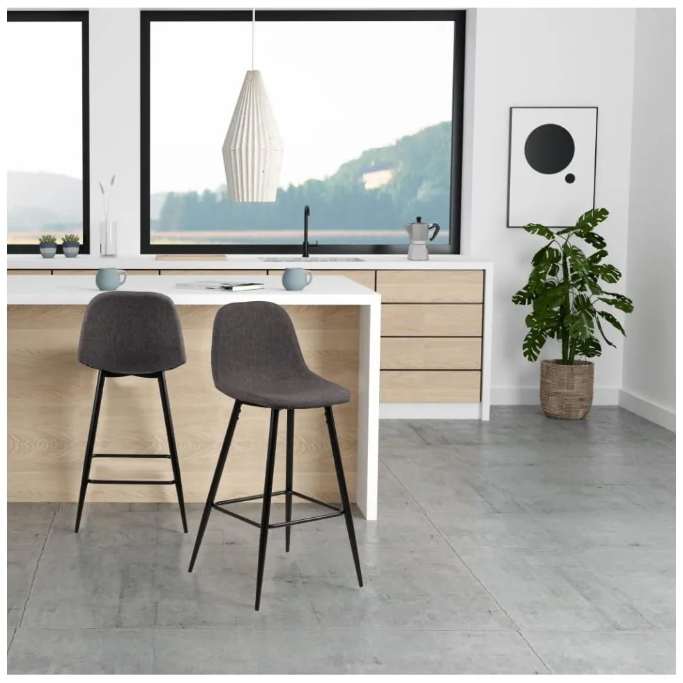 Szare tapicerowane hokery zestaw 2 szt. (wysokość siedziska 65 cm) Wilma – Actona