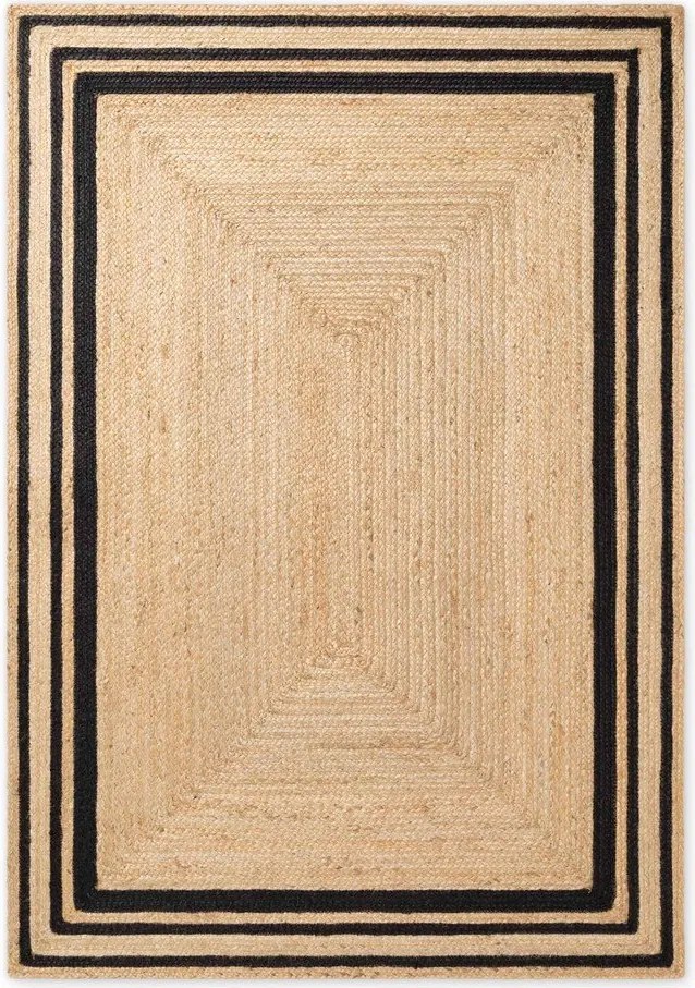 Czarno-naturalny ręcznie tkany dwustronny dywan z juty 120x170 cm Jutta – Hanse Home