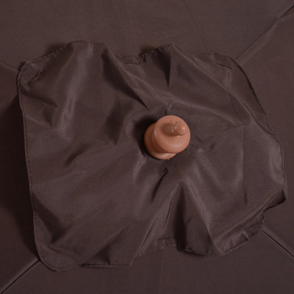 Outsunny parasol ogrodowy z regulacją kąta nachylenia parasol plażowy drewno jodłowe poliester kawowy 200x150x230 cm | Aosom PL