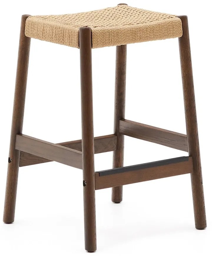 Brązowe/w naturalnym kolorze hokery zestaw 2 szt. z litego drewna dębowego (wysokość siedziska 66 cm) Yalia – Kave Home