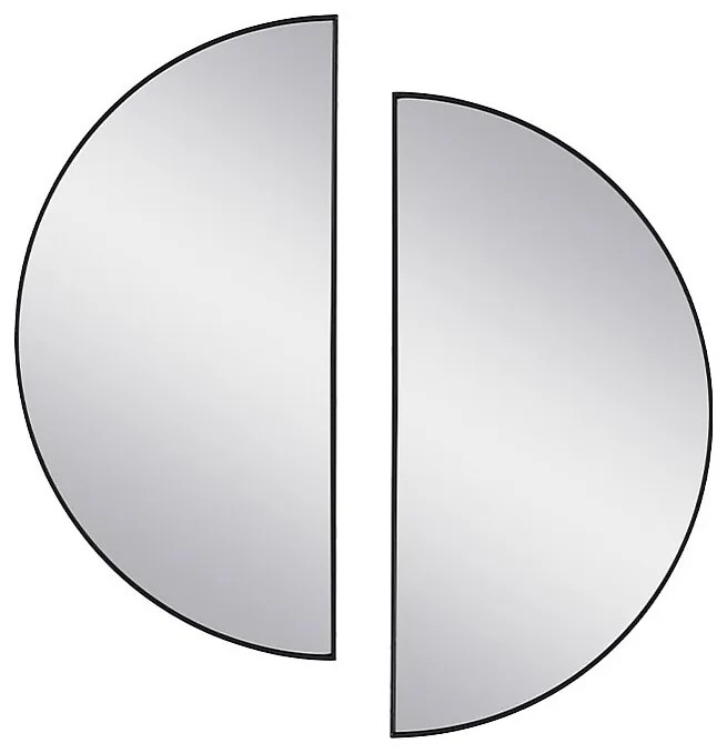 Zestaw 2 designerskich półokrągłych luster z metalu - Dł.50 x Wys.100 cm - Czarne - GAVRA