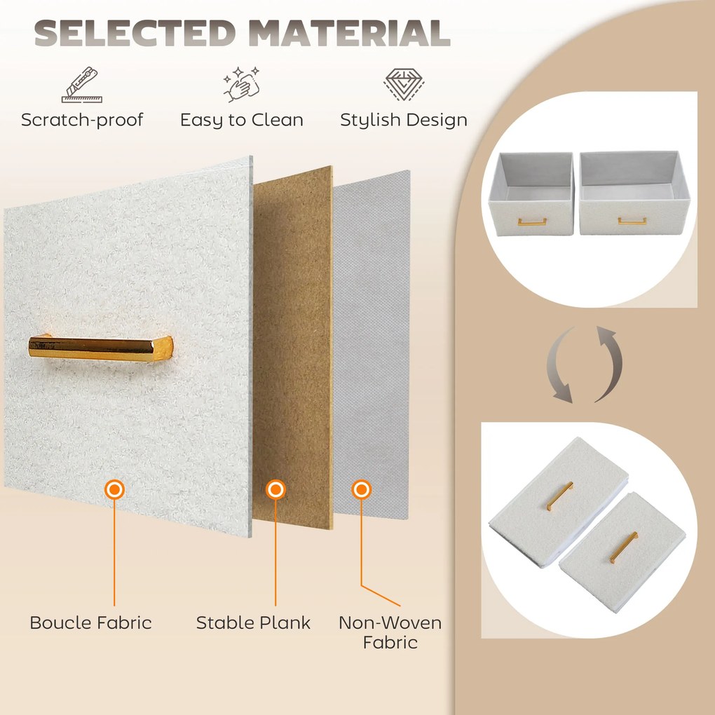 HOMCOM Komoda z Materiału, 9 Szuflad, Rama Stalowa, Elegancka, Wszechstronna, Biała