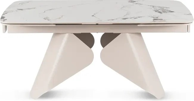 Stół Rozkładany Prostokątny VERONA 160-240 cm Ceramiczny Biały Marmur/Kaszmir Nowoczesny