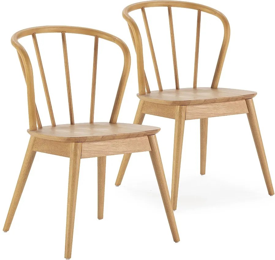 Zestaw dwóch krzeseł Brisa z drewna w kolorze dębu.