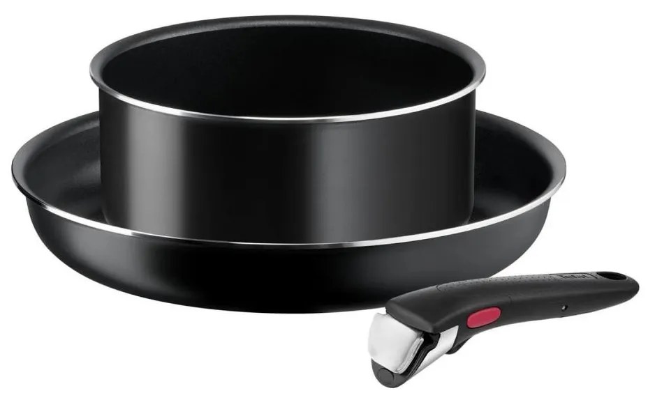 Tefal - Zestaw 3 części naczyń INGENIO EASY COOK & CLEAN BLACK