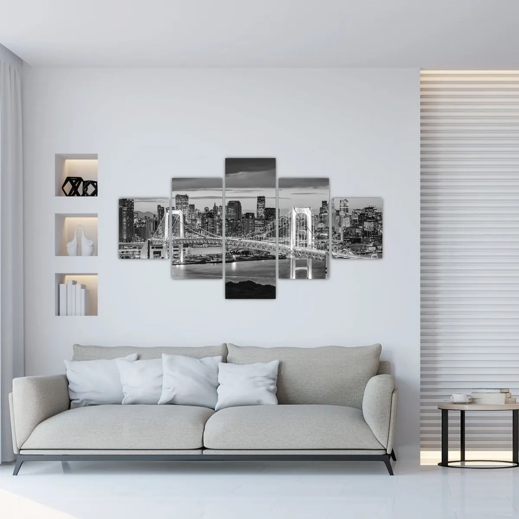 Obraz - Czarno-białe duże miasto (125x70 cm)