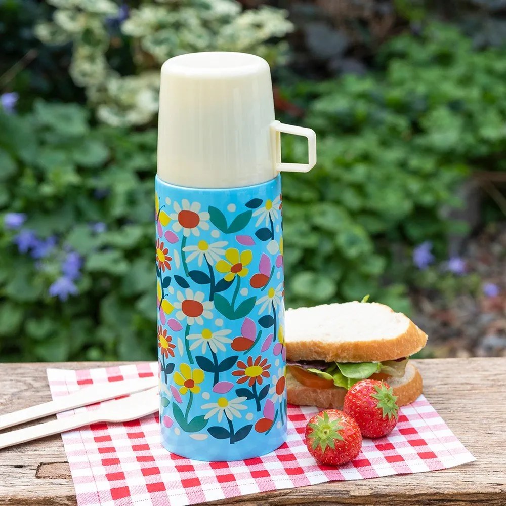 Niebiesko-kremowy termos dla dzieci 350 ml Butterfly Garden – Rex London