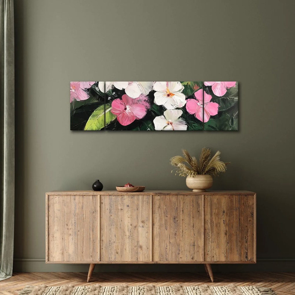Obraz - Różowe i białe kwiaty (170x50 cm)