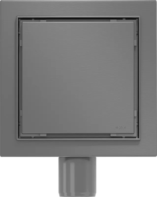 Mexen Flat-Q M13 wpust podłogowy kwadratowy 12 x 12 cm, gun gray szczotkowany - 1E10012